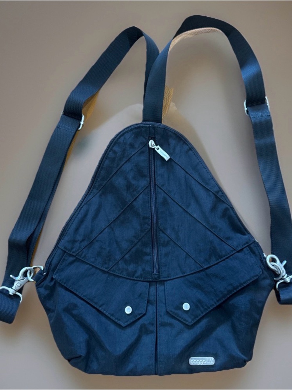 Baggallini Black Convertible Backpack Sling Bag Travel Crossbody Nylon 14x12